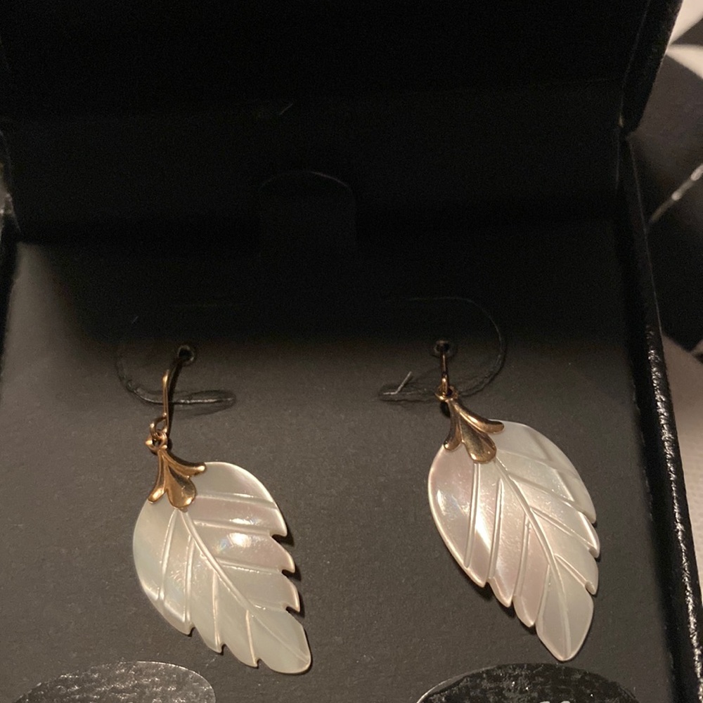 Pearlescent leaf earrings